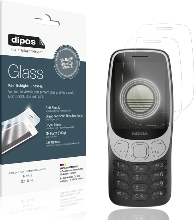 dipos – 2x Pantserfolie geschikt voor Nokia 3210 4G | 9H Screenprotector