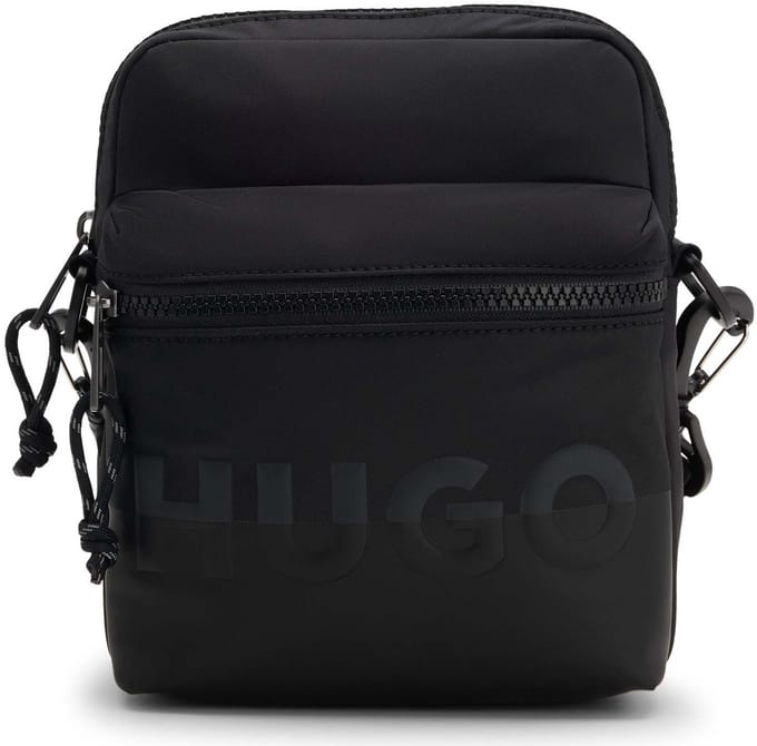 HUGO schoudertas Nosh Zip Reporter Black zwart
