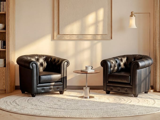 Vente-unique Set van 2 fauteuils CHESTERFIELD in kunstleer - Zwart