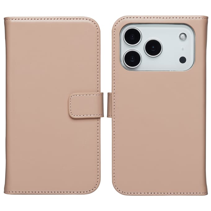 Selencia Hoesje - Geschikt voor Apple iPhone 18 Pro Max / 17 Pro Max - Echt Lederen Bookcase - Dusty Pink