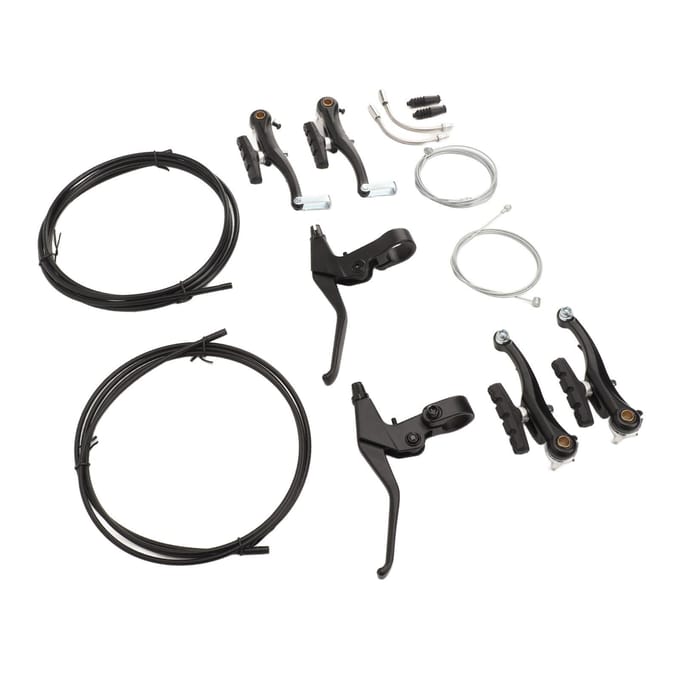 V-Type Fietsremset met Remhendel Remkabel Compleet Gevoelige Remmen Fiets Voor- en Achterrem Kit voor Vervanging gray