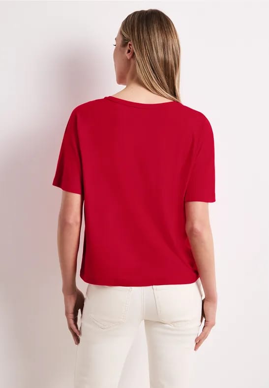 Shirt met ronde hals in effen kleur