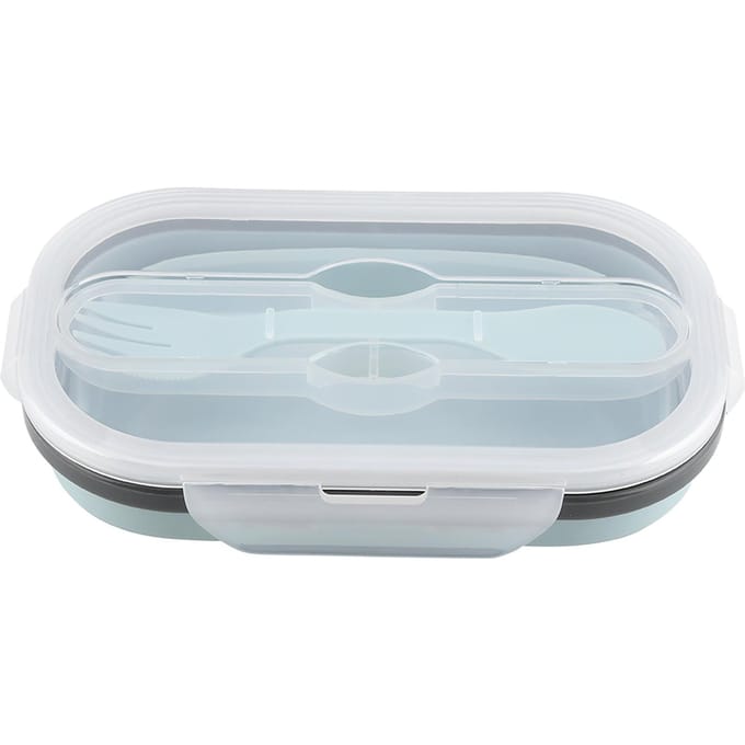 Voedselkwaliteit Silicone Opvouwbare Lunchbox Draagbare Rechthoekige Voedselbewaarcontainer (Blauw) gray