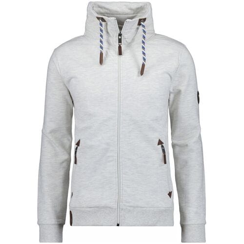 Ragman Vest High Neck Drawstring Sweat Cardigan Zip Grijs Melange / male