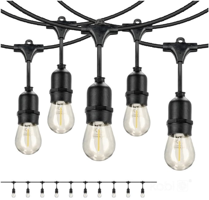 Kobi - Prikkabel lichtslinger 10m - incl. 10x 1W E27 LED lamp