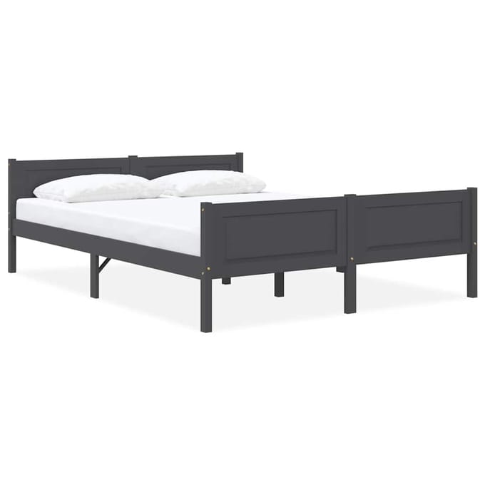vidaXL - Bedframe - massief - grenenhout - grijs - 140x200 - cm