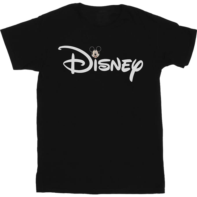 Disney Heren Mickey Mouse Hoofd Logo T-Shirt (Zwart)