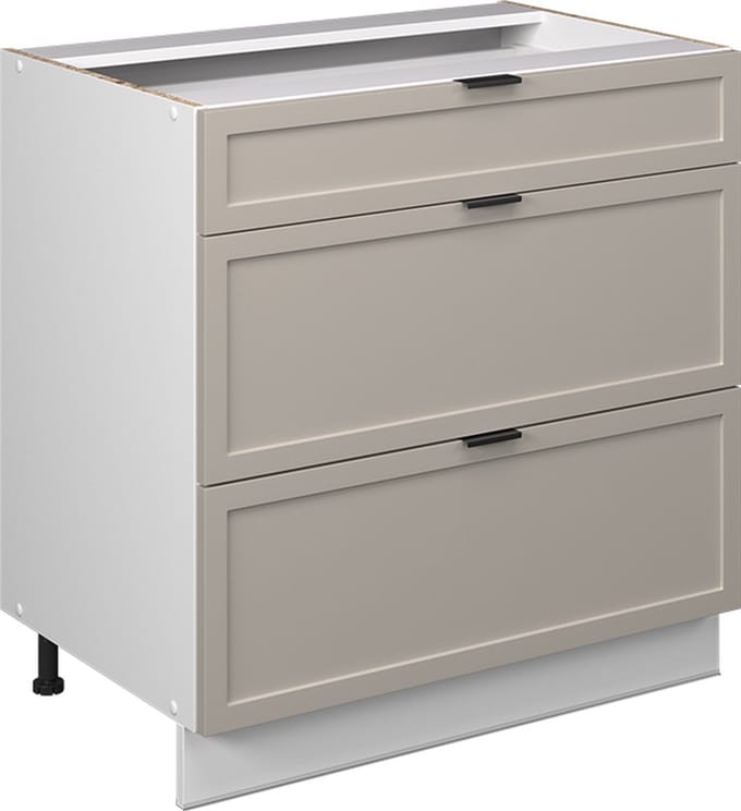 Vicco Fame-Line Keukenonderkast – 80 cm met 3 laden, WB Eik GrijsBeige