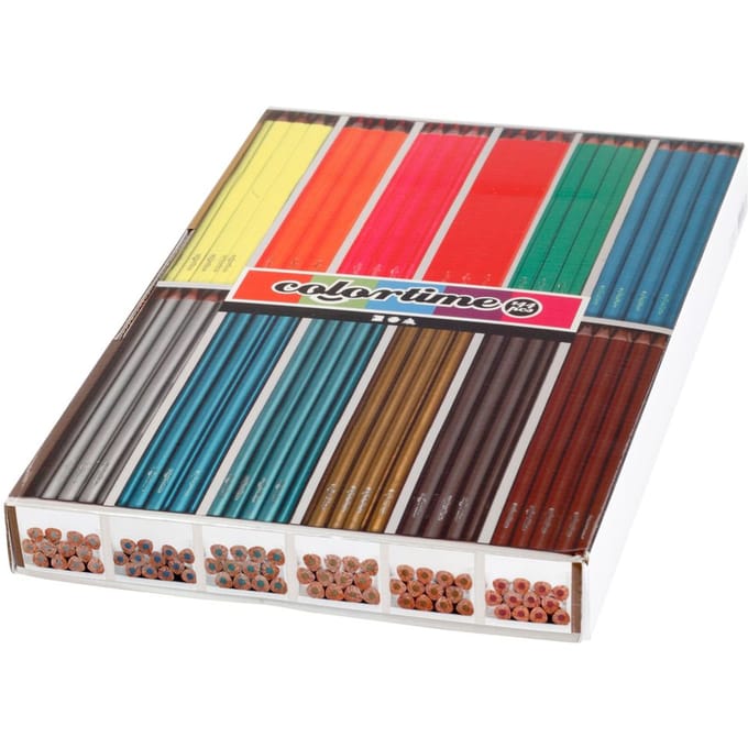 Creativ Company kleurpotloden set - Driehoekig metallic neon 144 stuks.