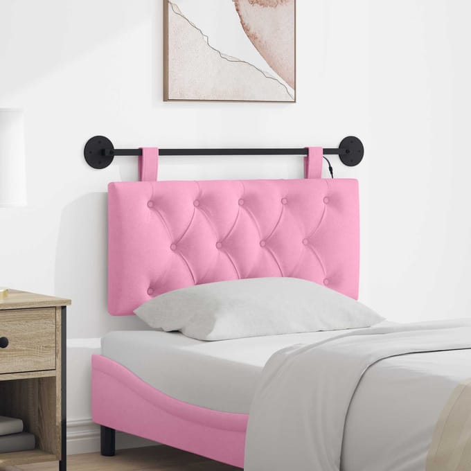 vidaXL - Hangend - hoofdbord - Met - LED-verlichting - Roze - Stof