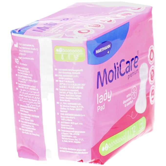 Molicare Premium Lady Pad 2 Druppels 331 ml Absorptie - 12 stuks