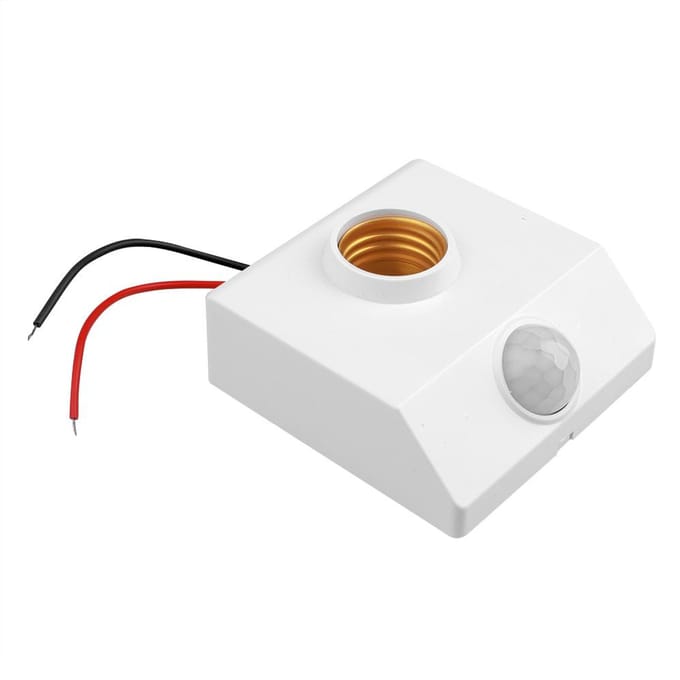 Base de lampe à capteur infrarouge humain E27, capteur de mouvement PIR, interrupteur de Base d'ampoule, capteur de corps humain, contrôleur marche/arrêt, lampe à économie d'énergie LED pour couloir et escaliers 1PCS white