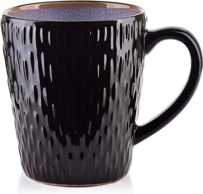 Affekdesign - Set van 4 mokken/bekers/koppen - 420 ml Zwart/grijs