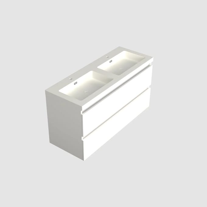 Dutchline Badmeubel Onderkast - Glans Wit - 120x46cm - 2 Lades - 2 Uitsparingen