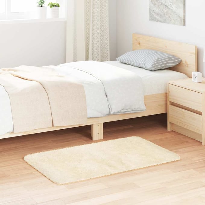 vidaXL - Hoogpolig - vloerkleed - NAVARRA - 60x100 - cm - polyester - crèmekleurig