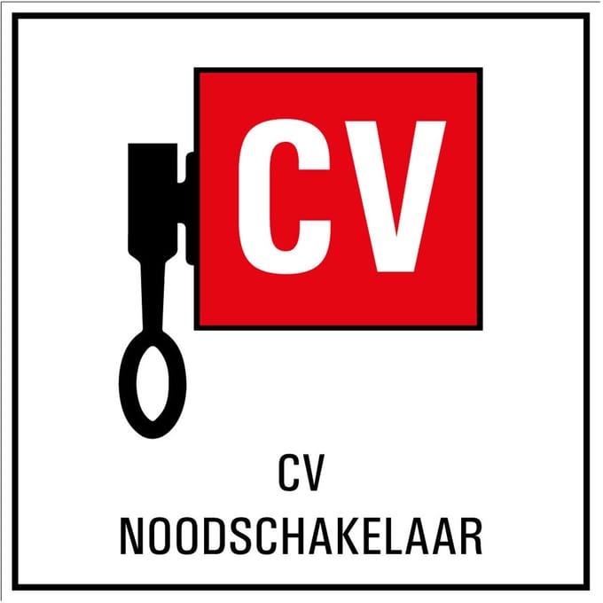 CV noodschakelaar sticker 100 x 100 mm