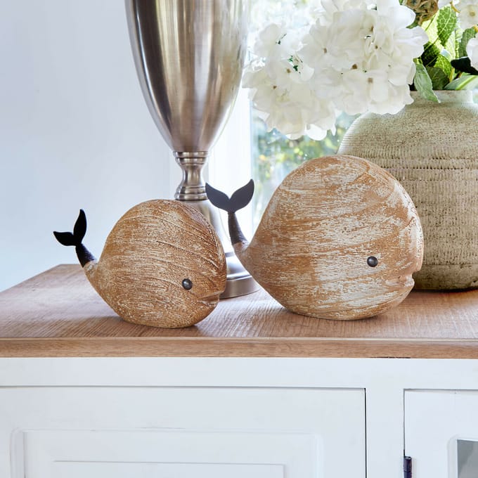LOBERON Decoratieve walvis set van 2 Brisdon bruin/zwart