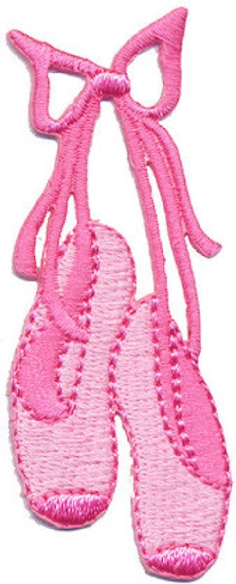 Strijkembleem - Patch - Balletschoenen - 2,5 x 7 cm - Roze