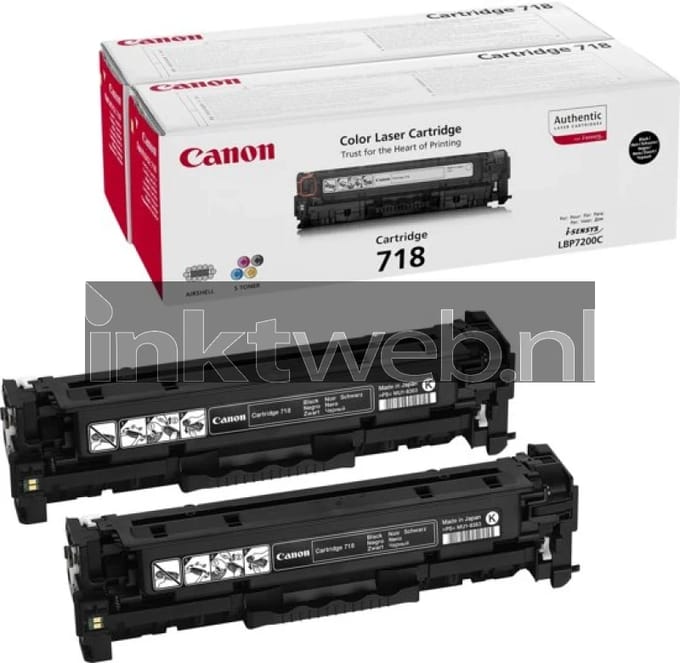 Canon 718 Tonercartridge - Zwart / 2 stuks