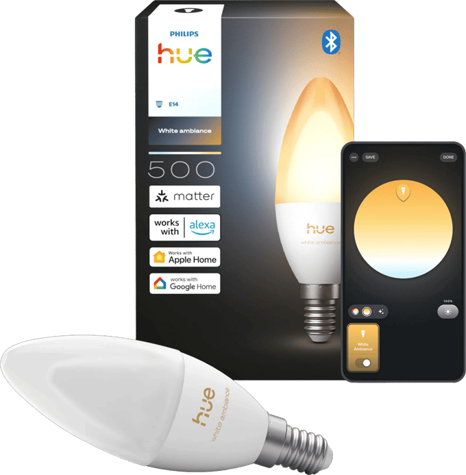 Philips Hue LED kaarslamp - E14 fitting - bevat 1 lamp - aanpasbaar wit licht - slimme verlichting