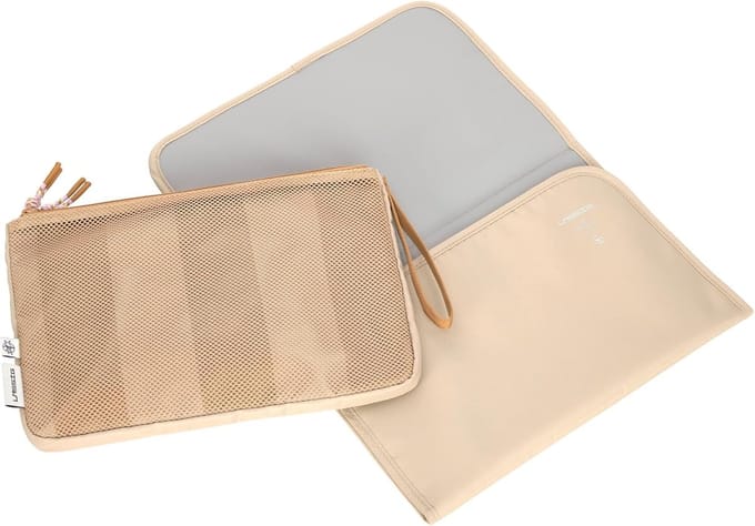 Babyluiertas met Aankleedkussen voor Onderweg - Casual Changing Organizer in Beige/Camel