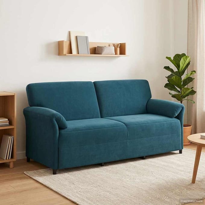 vidaXL - 3-Zits - Sofa - Blauw - 198 - x - 83 - x - 95 - cm - Fluweel