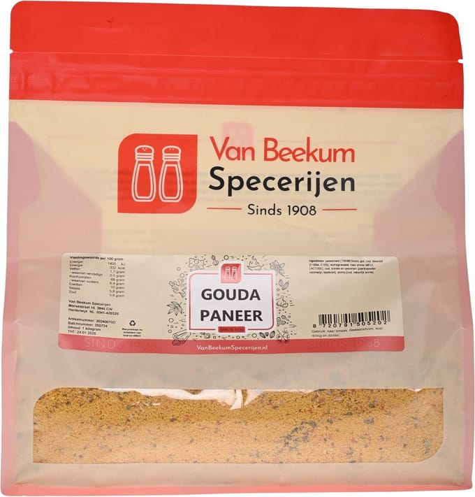 Van Beekum Specerijen - Gouda Paneer - 1 KG (hersluitbare stazak)