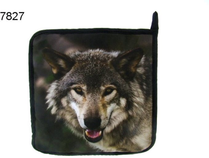 Geharo Pannenlap Wolf – 20 x 20 cm – Katoen – Met Ophanglus