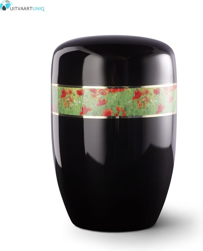 urn Bloeiende papaver zwart - staal