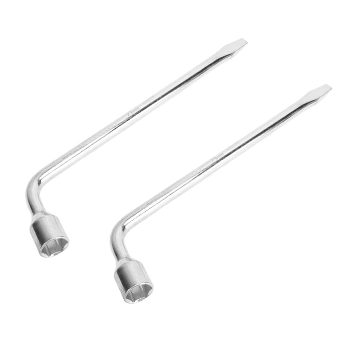 2 pièces 21 mm Clé de roue de secours de voiture Type L Clé hexagonale Douille à extrémité fendue Clé de roue pour voiture white