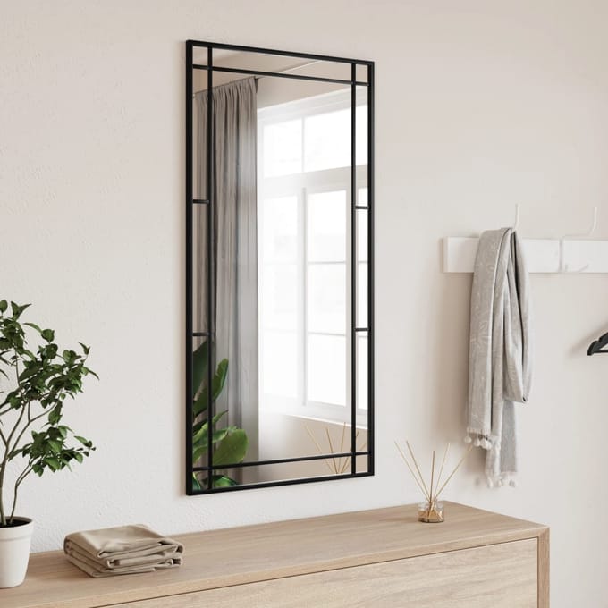 vidaXL - Wandspiegel - rechthoekig - 50x100 - cm - ijzer - zwart