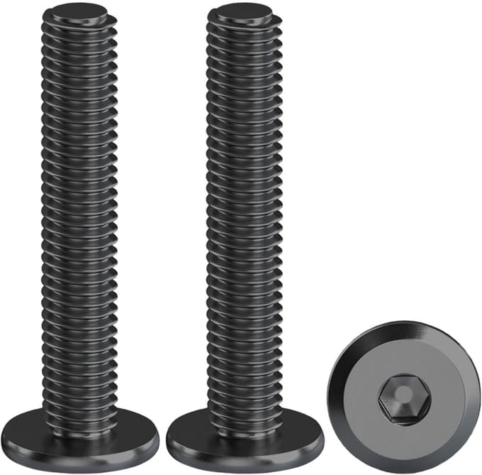20 Stuks M6 Hexagon Socket Schroeven met Platte Kop - RVS Zwart Geoxideerd voor Meubelassemblage en Houtbewerkingsprojecten