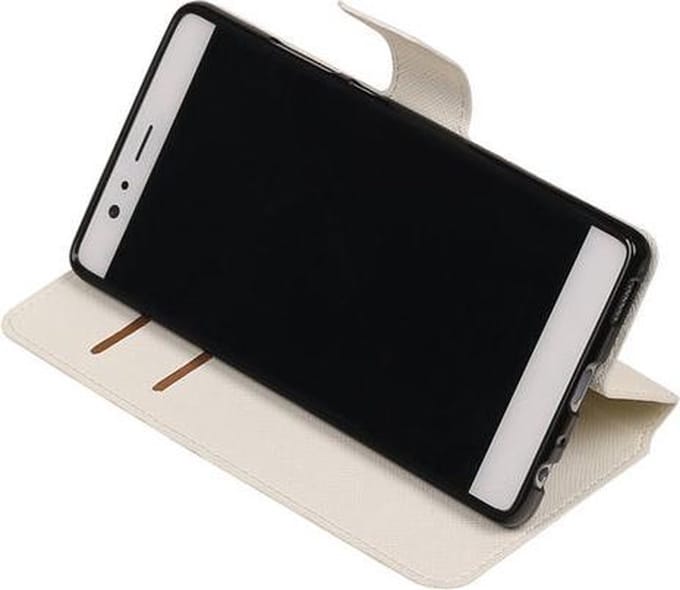 Wit Huawei P9 Plus TPU wallet case booktype hoesje HM Book