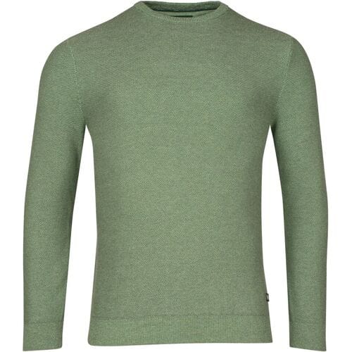 Baileys Trui Two-Tone Jacquard Crew Neck Allover Plated Olive Green Melange / male