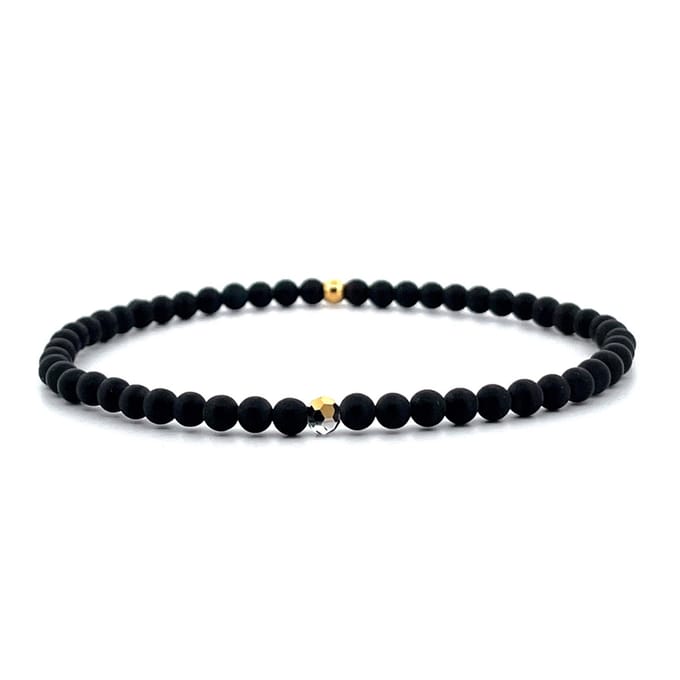 IbizaMen - heren armband - matte onyx - gold - 4mm - 21cm
