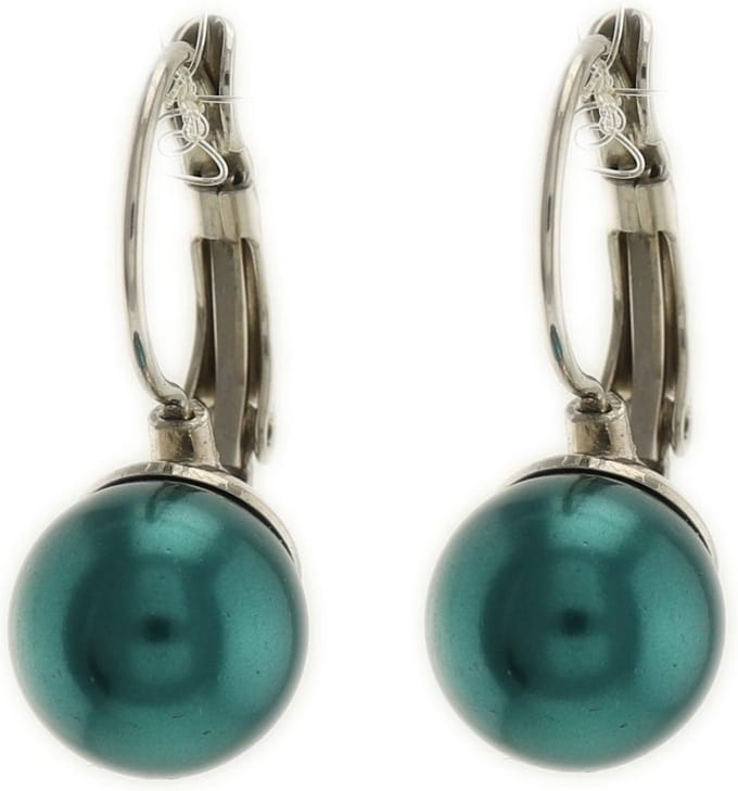 Behave - Dames parel oorhangers blauwgroen 2,5 cm - Elegant accent