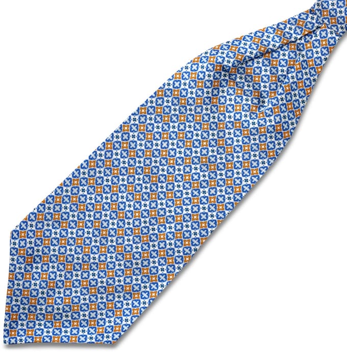 Virtuo | Blauw met bruine zijden stropdassjaal