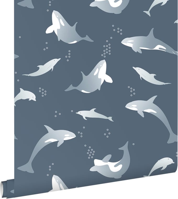 ESTAhome behang walvissen blauw - 50 x 900 cm - 131565