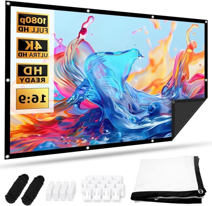 Projectiescherm - Mobiel scherm - Thuisbioscoop creëren - Kreukvrij polyester - 100 inch - Wit