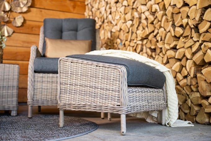 Veracruz relaxfauteuil met voetenbank - vintage willow - reflex black