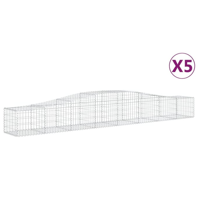 vidaXL - Schanskorven - 5 - st - gewelfd - 400x50x40/60 - cm - ijzer
