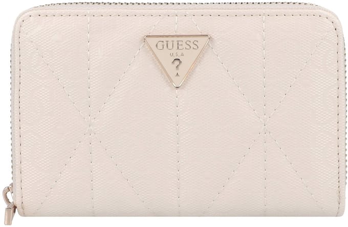 GUESS portemonnee Aldina SLG Medium Zip Around Wallet Cream White crème