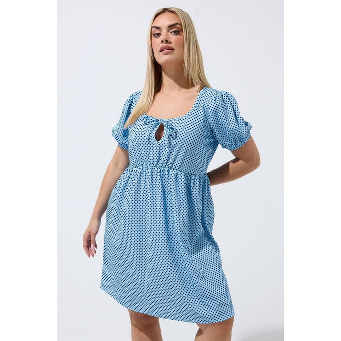 Limited Collection Blauwe Minijurk Met Stippen Size 48