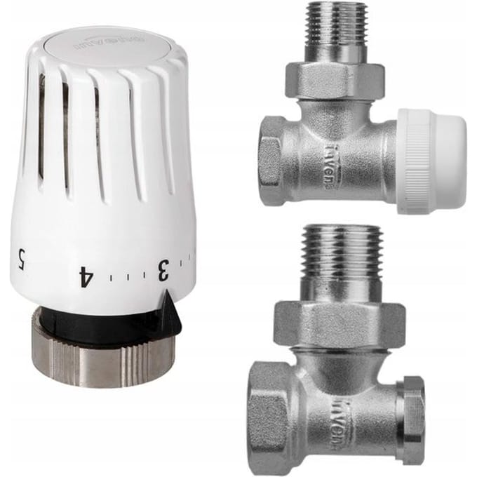 Thermostatische Radiatorafsluiter Set Hoekmodel met Thermostaatkophuis Wit