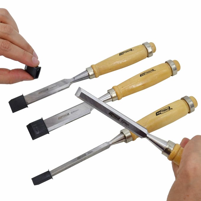 Awtools AW32903 - Houtbeitelset - 4 Stuks - 6mm - 12mm - 18mm - 24mm
