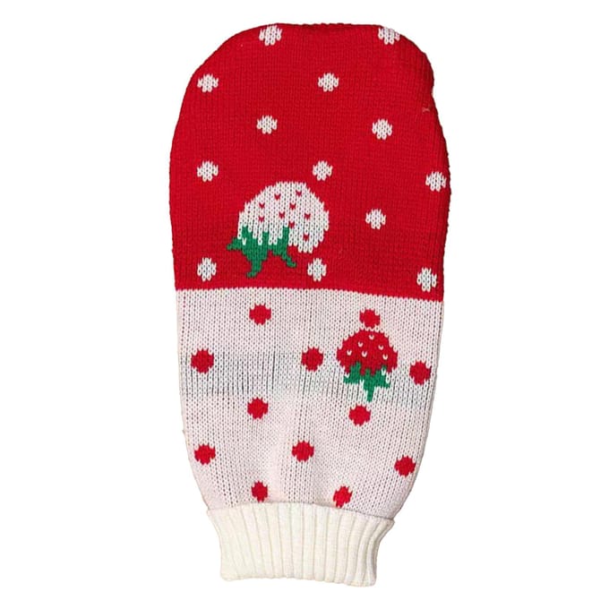 Katten Trui Hoge Kraag 2 Benig Warm Aardbeienpatroon Stijlvol Schattig Huisdier Gebreide Trui voor Dagelijks S