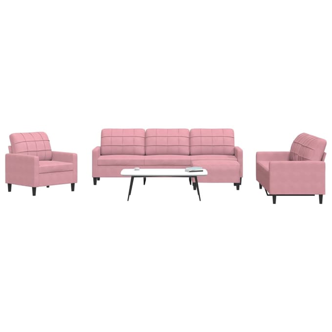 vidaXL - 4-delige - Loungeset - met - kussens - fluweel - roze