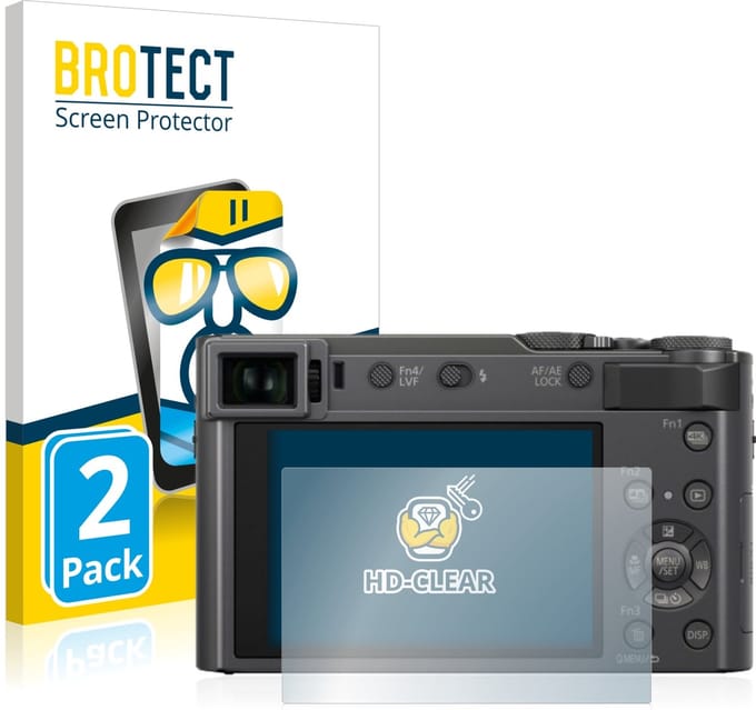 BROTECT - Screenprotector voor Panasonic Lumix DC-TZ200 - Folie Beschermfolie transparant 2 Stuks
