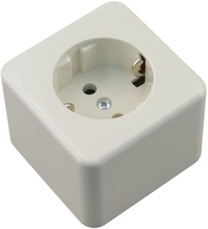 Berker contactdoos opbouw 1-voudig randaarde crÃ¨me 66.025.42