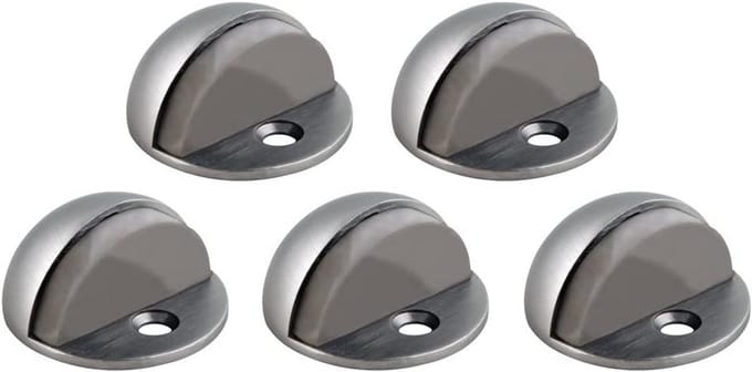 Set van 5 Koepel Deurstops, Satijn Nikkel Afwerking
